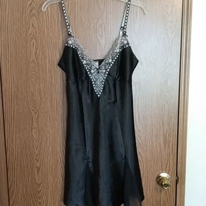 New Direction Intimates Black lace trimmed nighty